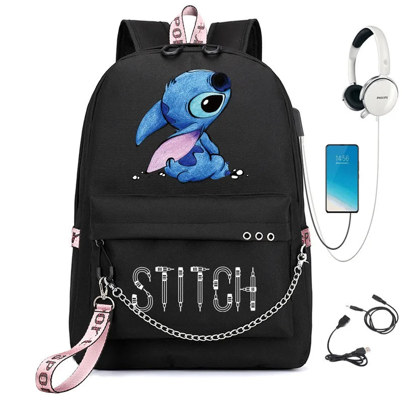 Mochila personalizada  personagem Disney lilo stitch para crianças com pingente