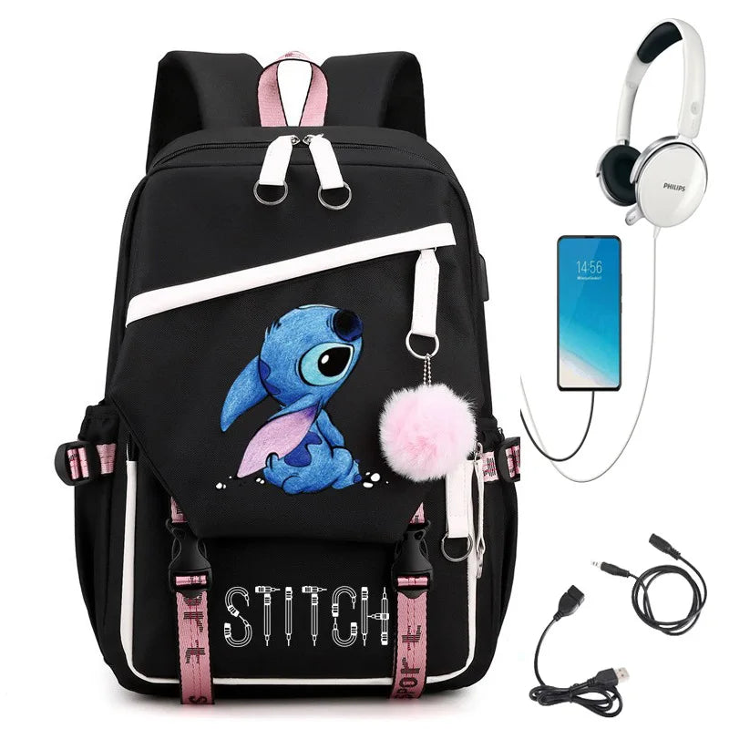 Mochila personalizada  personagem Disney lilo stitch para crianças com pingente