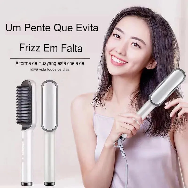 Escova elétrica alisadora de cabelo, íons negativos, não machuca o cabelo, 5 engrenagens, temperatura, termostática, aquecimento ptc, escova de cabelo elétrica