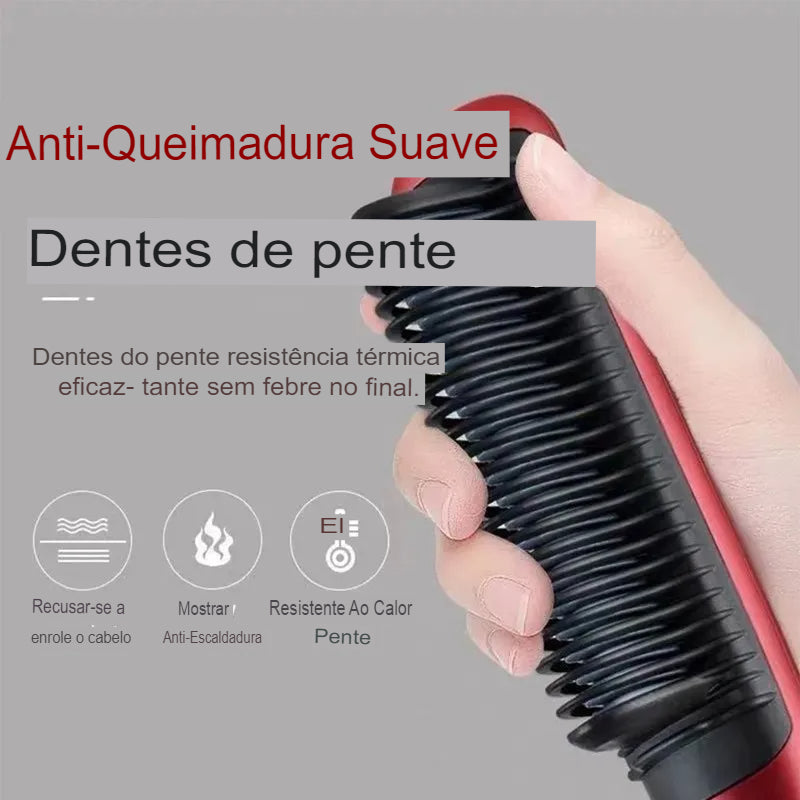 Escova elétrica alisadora de cabelo, íons negativos, não machuca o cabelo, 5 engrenagens, temperatura, termostática, aquecimento ptc, escova de cabelo elétrica