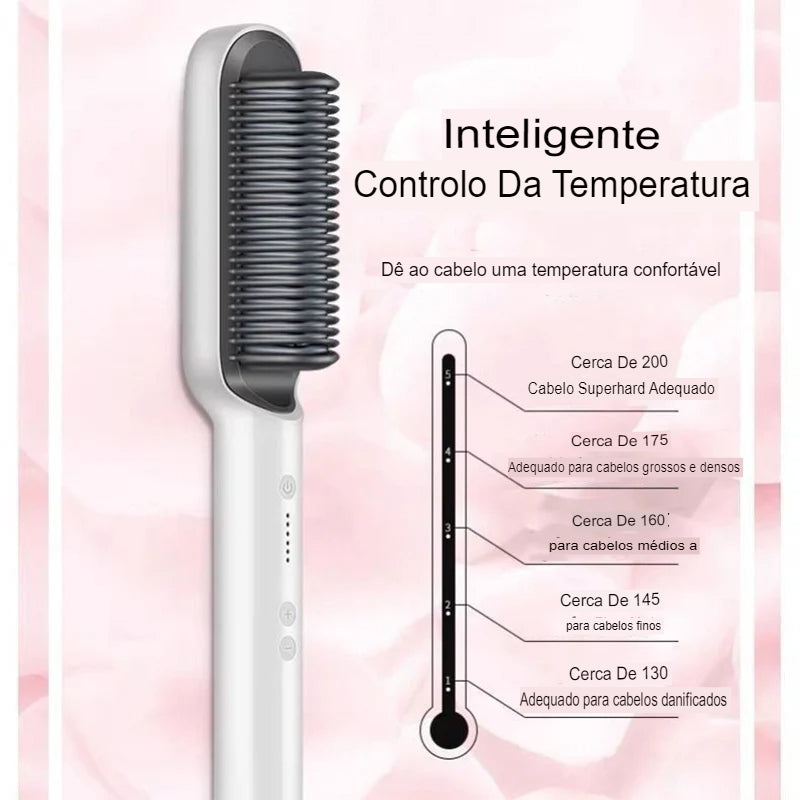 Escova elétrica alisadora de cabelo, íons negativos, não machuca o cabelo, 5 engrenagens, temperatura, termostática, aquecimento ptc, escova de cabelo elétrica