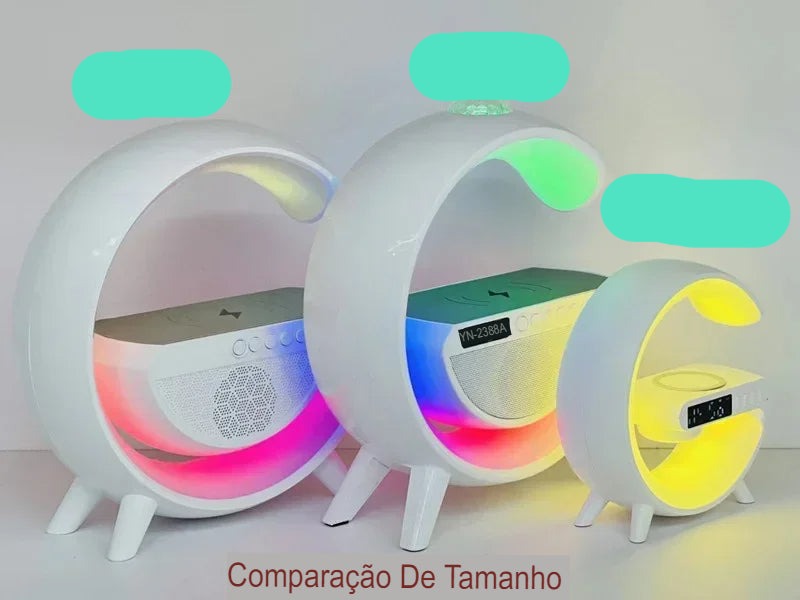 Mini carregador sem fio com som led usb despertador  multifunções